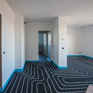 Underfloor heating. Underfloor heating system in a modern building under construction.