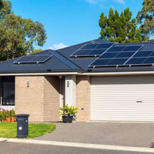 Typical new residential property with solar panels in South Australia