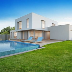 3d rendering of building and swimming pool